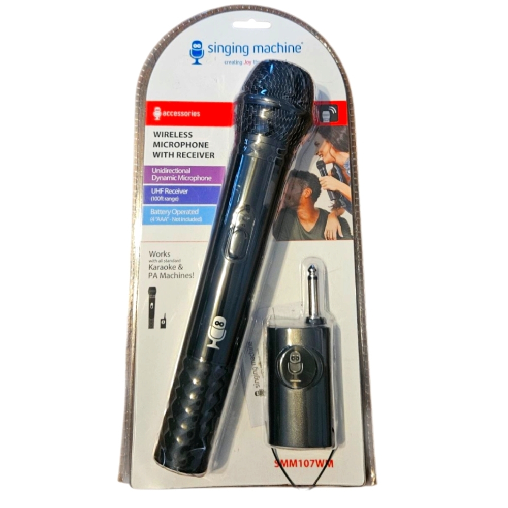 Black Wireless Microphone with Receiver